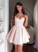 Lace Detail Bustier A Line Dress Pink