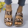 Leopard Print Non Slip Outdoor Beach Slides Flip Flops Platform Wedge Sandals