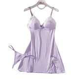 Light Purple Nightdress Lace Bow Lingerie Adult Dress Babydoll