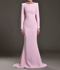 Long Sleeve Backless Crystal Flower Maxi Dress Lavender