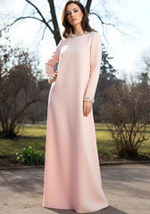Long Sleeve Crystal Detail Maxi Dress Pink