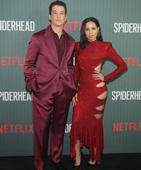 Long Sleeve Cut Out Sparkly Maxi Dress Red