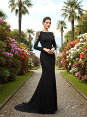 Long Sleeve Embellished Shoulder Maxi Dress Black