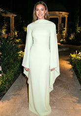 Long Sleeve Pearl Embellished Maxi Dress Green