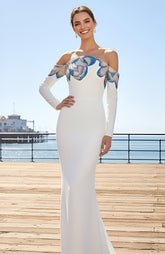 Long Sleeve Sequin Bardot Maxi Dress White
