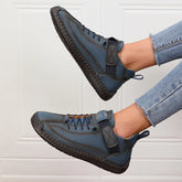 Luxurious Design Lace-up Solid Round Toe Microfiber Loafers