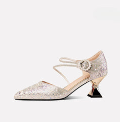 Breathable Rhinestones Designer Pointed Toe High Heels Sandals