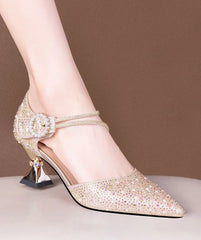Breathable Rhinestones Designer Pointed Toe High Heels Sandals