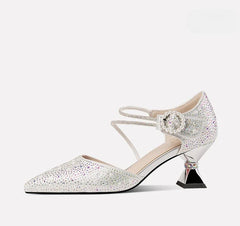 Breathable Rhinestones Designer Pointed Toe High Heels Sandals