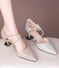 Breathable Rhinestones Designer Pointed Toe High Heels Sandals
