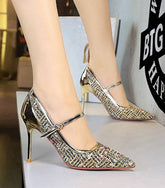 Buckle Strap Banquet Stiletto Banquet Super High Heels