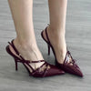 Fashion Buckle Solid Pointed Toe Shallow High Heels