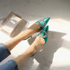Rhinestone Buckle Strap Stiletto Pointed High Heel Pumps