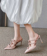 Rhinestones Bowknot Satin Pointed Toe Wedding Party Thin High Heels