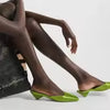 Satin Square Shallow Head Strange Low Chunky Heel