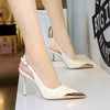 Metal Pointed Back Hollow Thin Hollow Out Back Strap Ultra Sandals High Heels