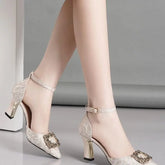 Elegant Bling Buckle Pointed Toe Wedding Party High Heel Sandal
