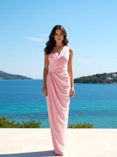 One Shoulder Draped Maxi Dress Pink