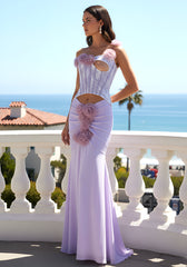 One Shoulder Floral Maxi Dress Lavender