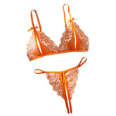 Orange Lace Contrast Lingerie