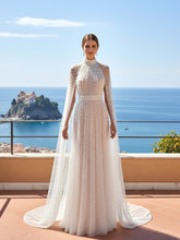Pearl Cape Sleeves Maxi Dress White