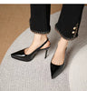 Pointed Toe Patent Leather Elastic Band High Heels Sandals