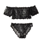 Polka Dot Pattern Semi-sheer Design Lingeries Sexys Woman Bustier Top And Panty Sets Clothing Summer Outfit