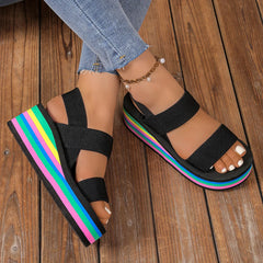 Rainbow Sole Soft EVA Light Weight Summer Wedges Sandals