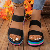 Rainbow Sole Soft EVA Light Weight Summer Wedges Sandals