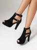 Retro Patchwork Buckle Open Toe Super Spike High Heels