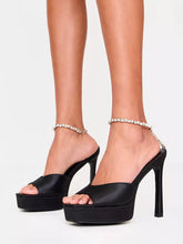 Rhinestones Ankle Strap Open Toe High Heel