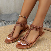Roman Comfort Non Slip Back Strap New T-Strap Flat Sandle
