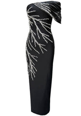 Bardot Pearl Crystal Maxi Dress Black