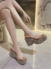 Sequin Cloth Platform Wedges Street Style PVC Transparent Heels Banquet Shoes