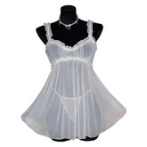 Adult White Lingerie Womens Underwear See Through Lace Nightdress And Panty Pijamas Sets Valentine's Day Gift Porn Lencería