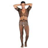 Lattice Net Stockings Open-Crotch Short-Sleeve One-Piece Net Clothes Men's Sleepwear Breathable Underwear Men's Thong
