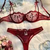 Lingerie Romantic Fancy Eroticу Set Woman 2 Pieces Transparent Underwear Embroidery Cute Beautiful Bra And Panty Sets
