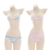 Lolita Kawaii Mini Bra Panties Set Triangle Micro Bikini Set Japanese Anime Bathing Suit Highcut Swimwear