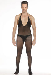 Men's One-Piece Lace See-Through Hanger Neck Invitation Uni