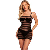 Striped Halter Bodysuit Transparent Tease European Style Sleepwear Assorted Sizes Colors