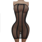 Transparent Ultra-Thin Nightclub Strapless Bodycon Dress Tempting Backless Sleepwear
