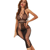 lingerie erotic dresses black mesh hollow slips intimates black nightgown sleepwear backless underwear