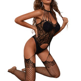 lingerie open crotch teddy intimate black mesh erotic bodysuit sleepwear hollow underwear
