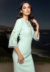 Short Sleeve Crystal Maxi Dress Green
