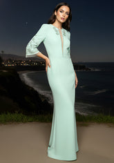 Short Sleeve Crystal Maxi Dress Green