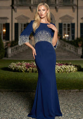 Short Sleeve Crystal Maxi Dress Navy Blue