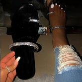 Simply-Designed Sandals Jeweled Straps Almond Toes