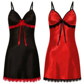 Sleepwear Lingerie Lace Silk Satin Nightdress Sleeveless Straps Mini Dress with Panties Nighties Nightgown