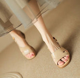 Soft Comfortable Versatile Retro Square Head Thick Heel Open Toe Sandals