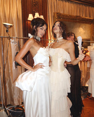 Strapless Corset Ruffle Maxi Dress Ivory